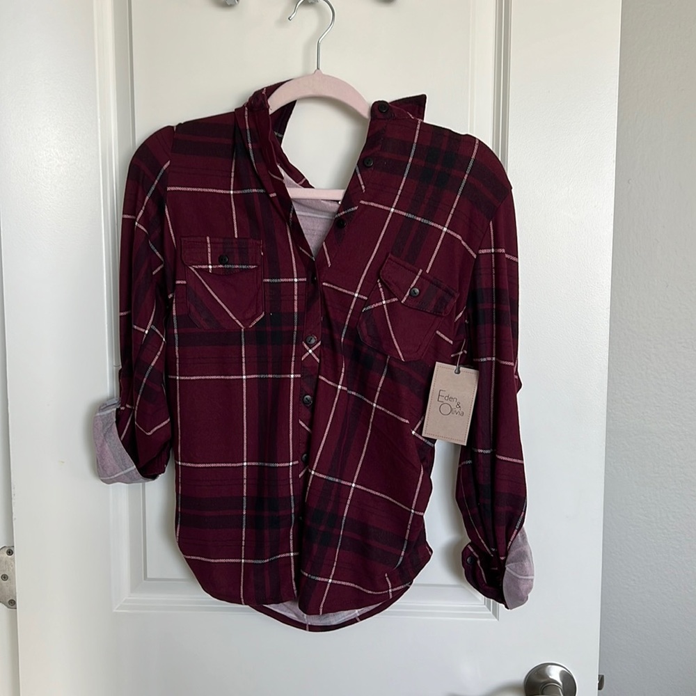 Maternity Crop Sleeve Flannel